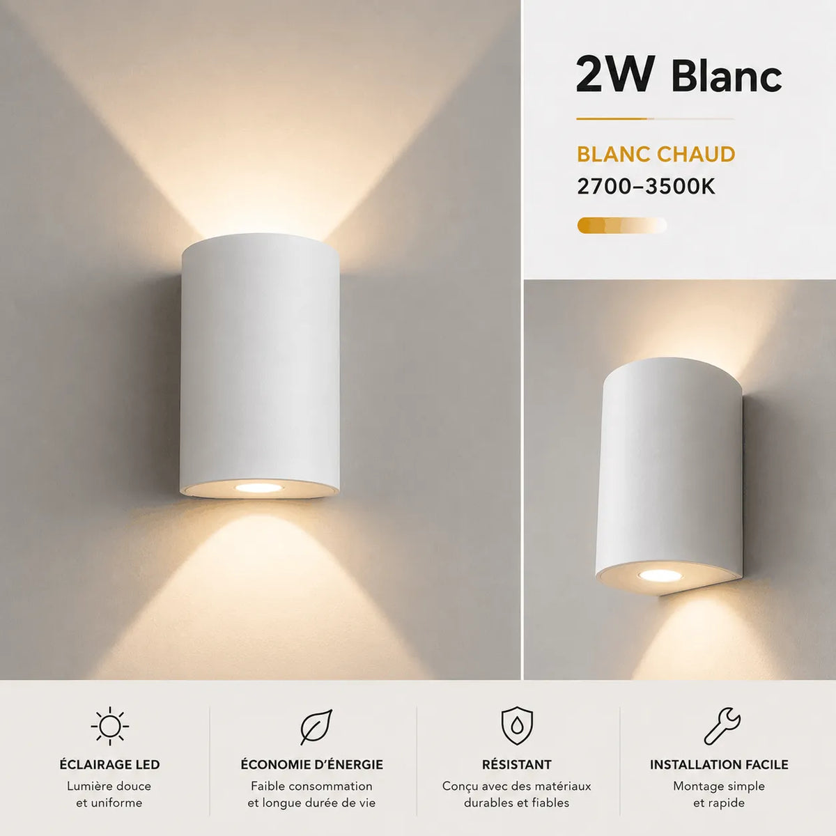 Applique Murale LED Moderne Blanche