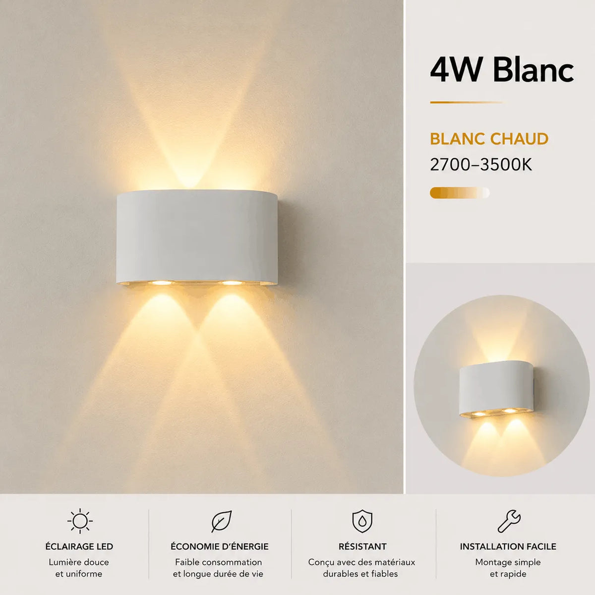 Applique Murale LED Moderne Blanche