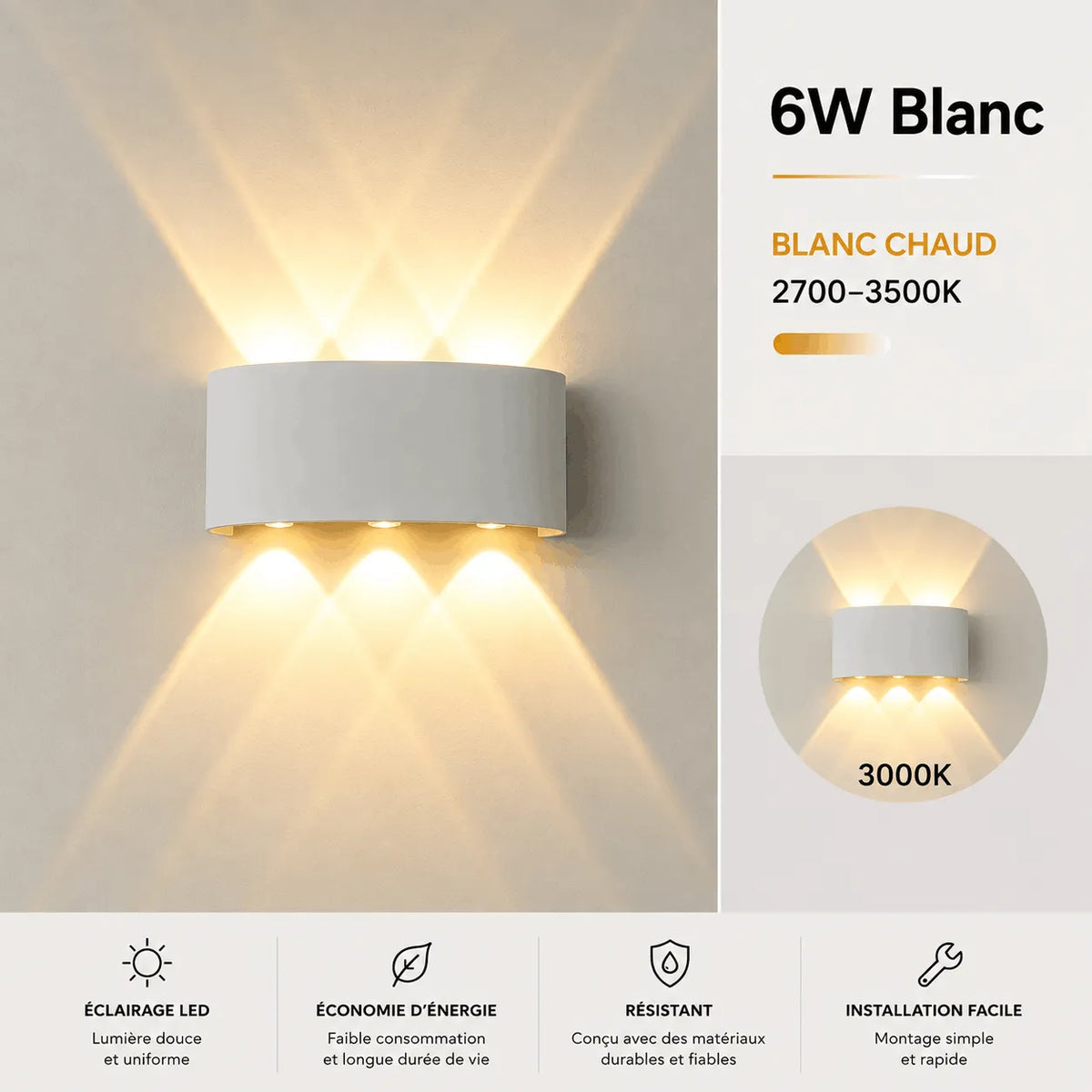 Applique Murale LED Moderne Blanche