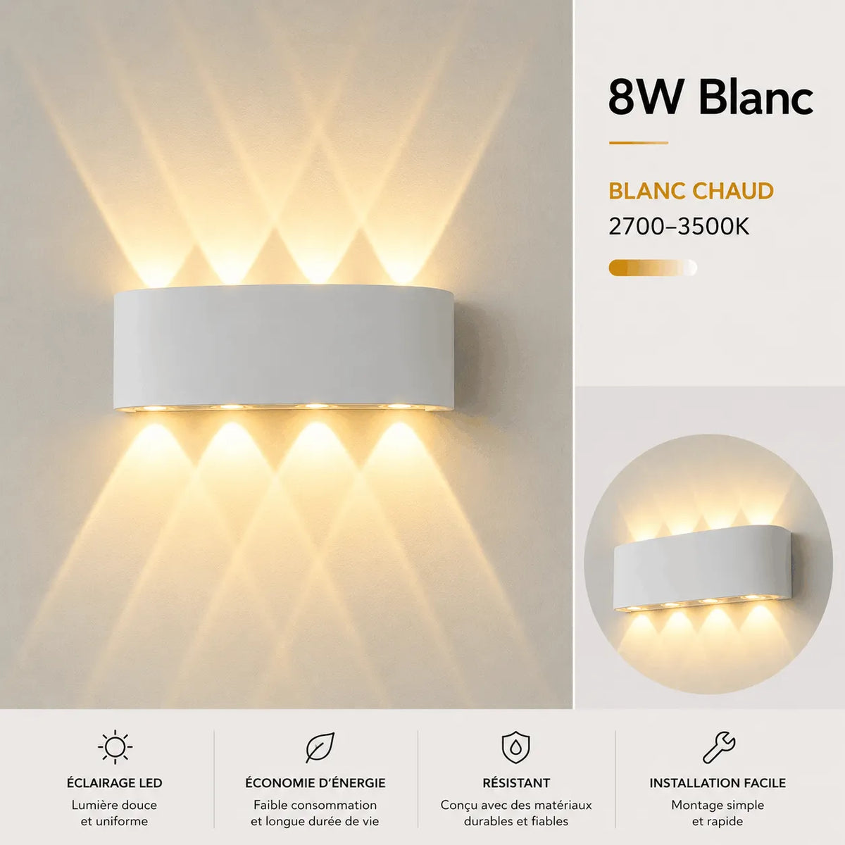 Applique Murale LED Moderne Blanche