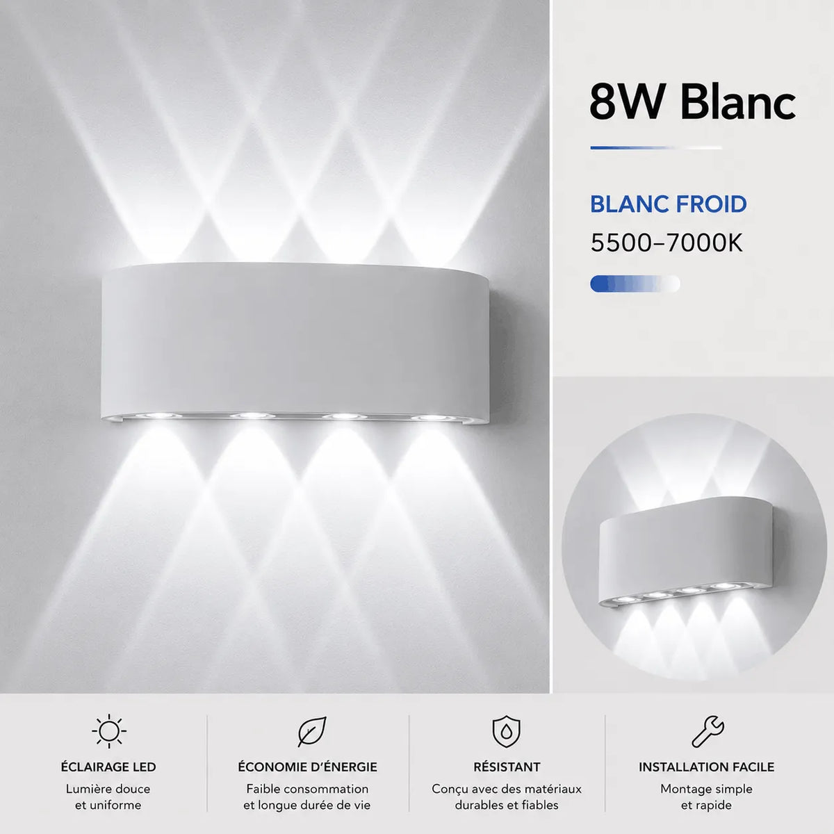 Applique Murale LED Moderne Blanche