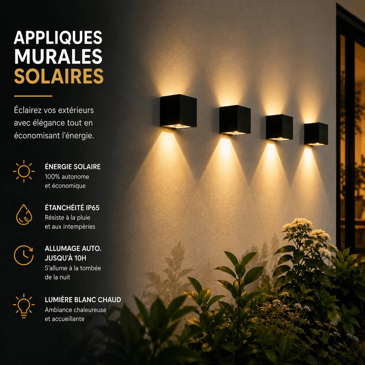 Applique Murale Solaire Carrée Rose (x2)