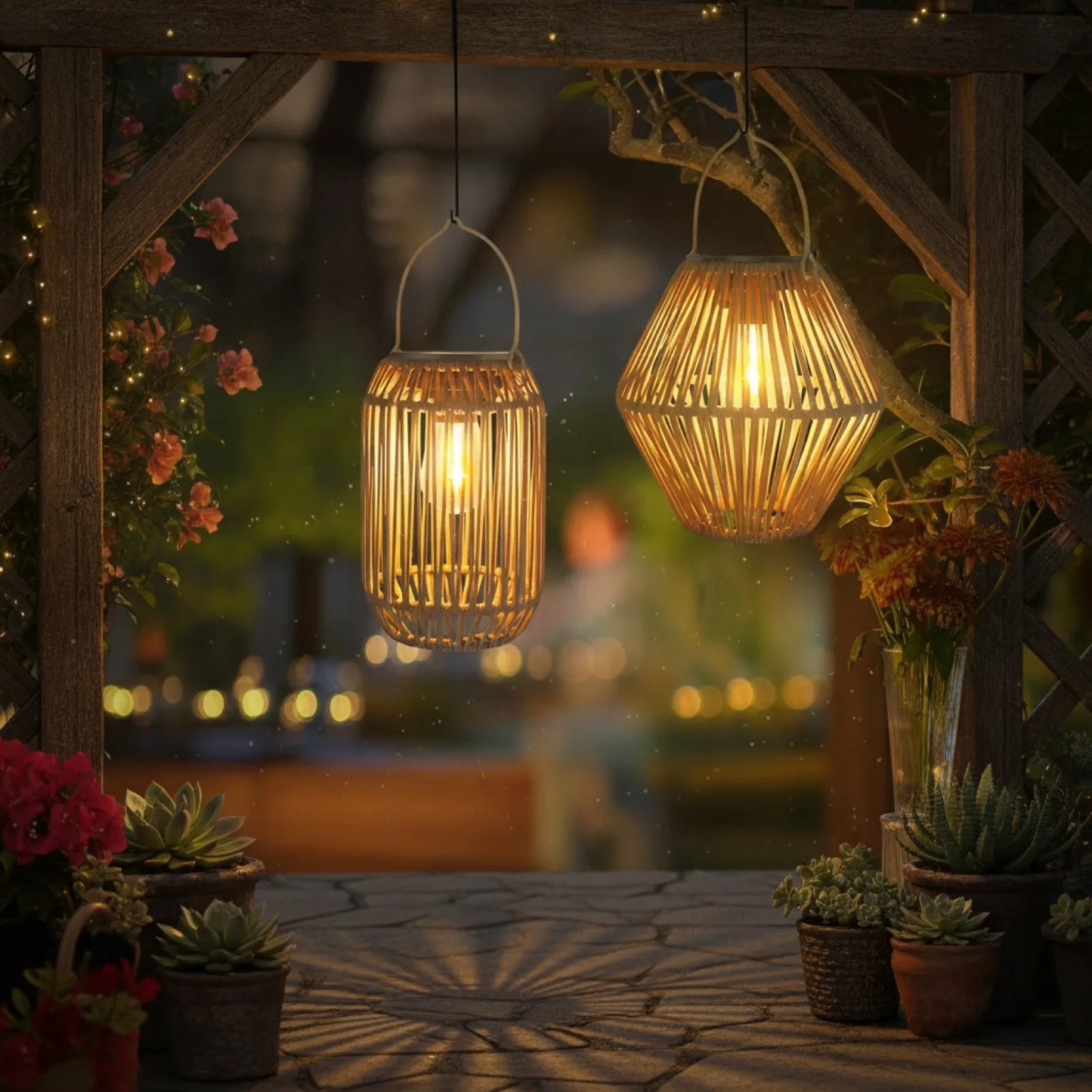 Lanterne Solaire Tissée Style Boho