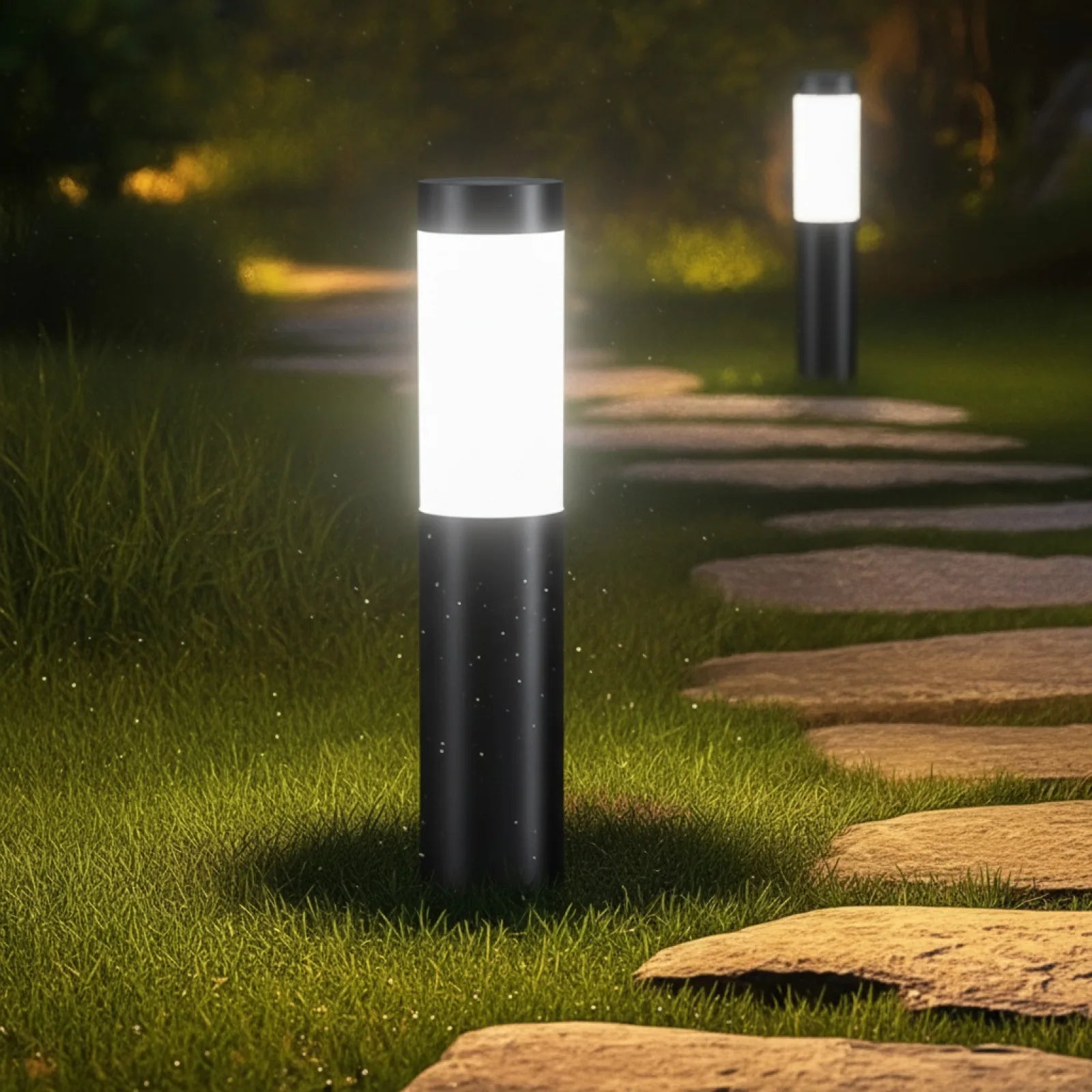 Lampe Solaire Cylindrique Inox Extérieure