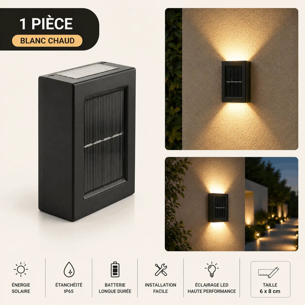 Lampe Solaire Extérieure Haut et Bas