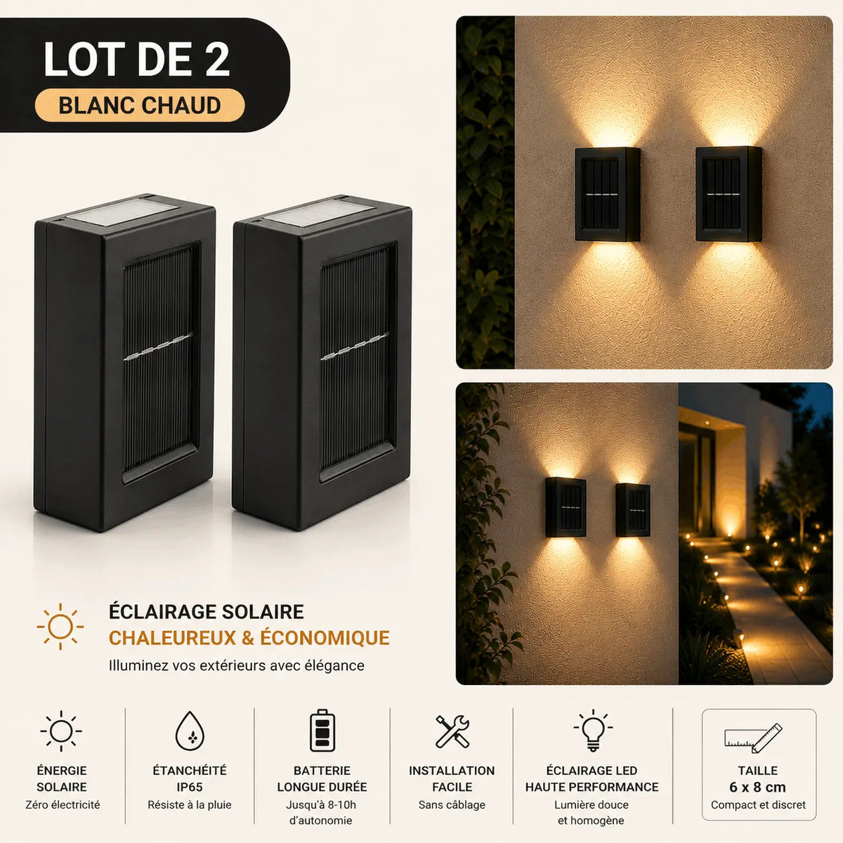 Lampe Solaire Extérieure Haut et Bas