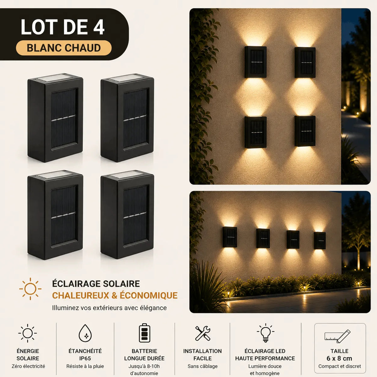 Lampe Solaire Extérieure Haut et Bas