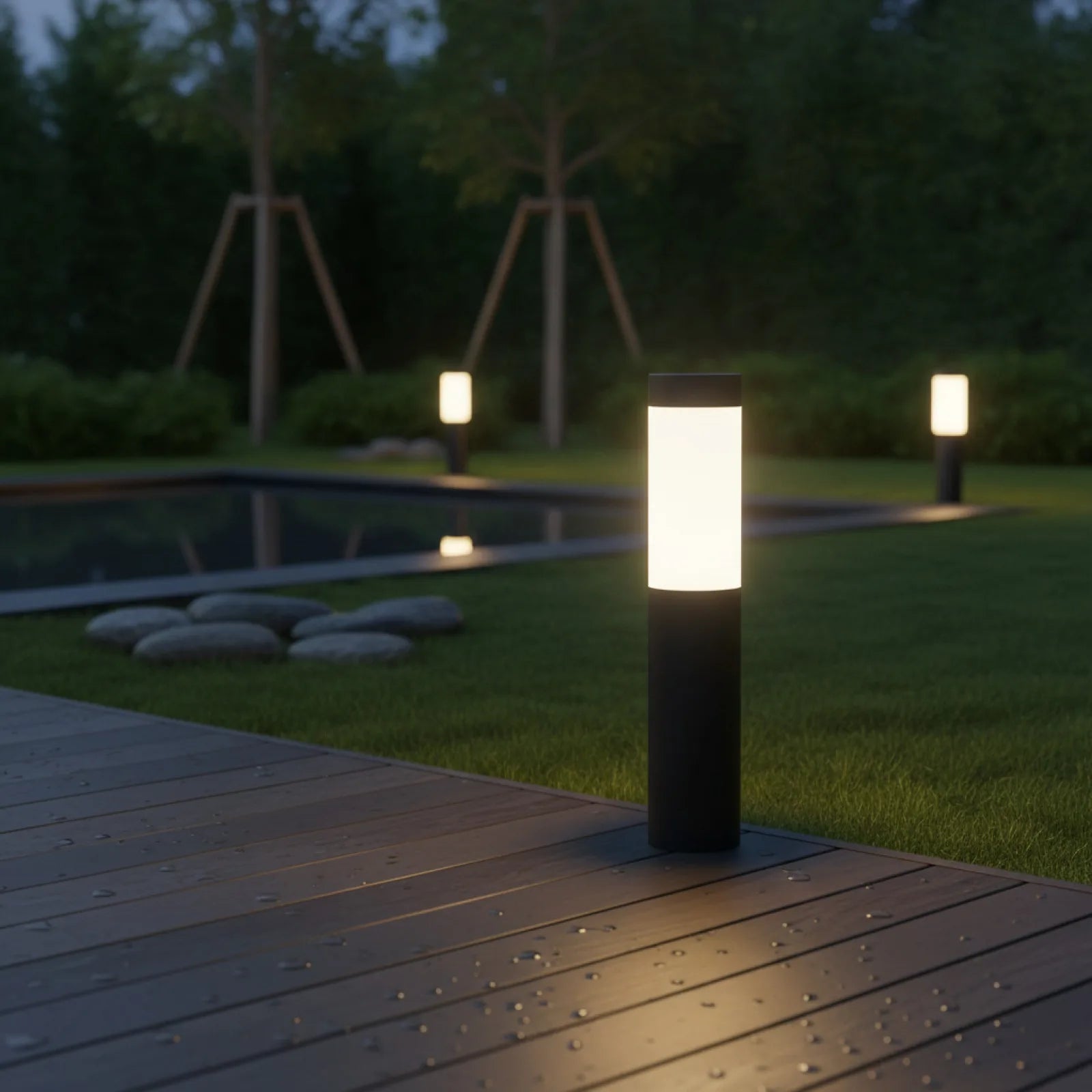 Lampe Solaire Cylindrique Inox Extérieure