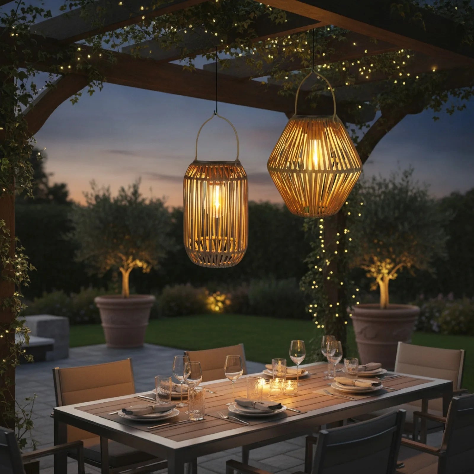 Lanterne Solaire Tissée Style Boho