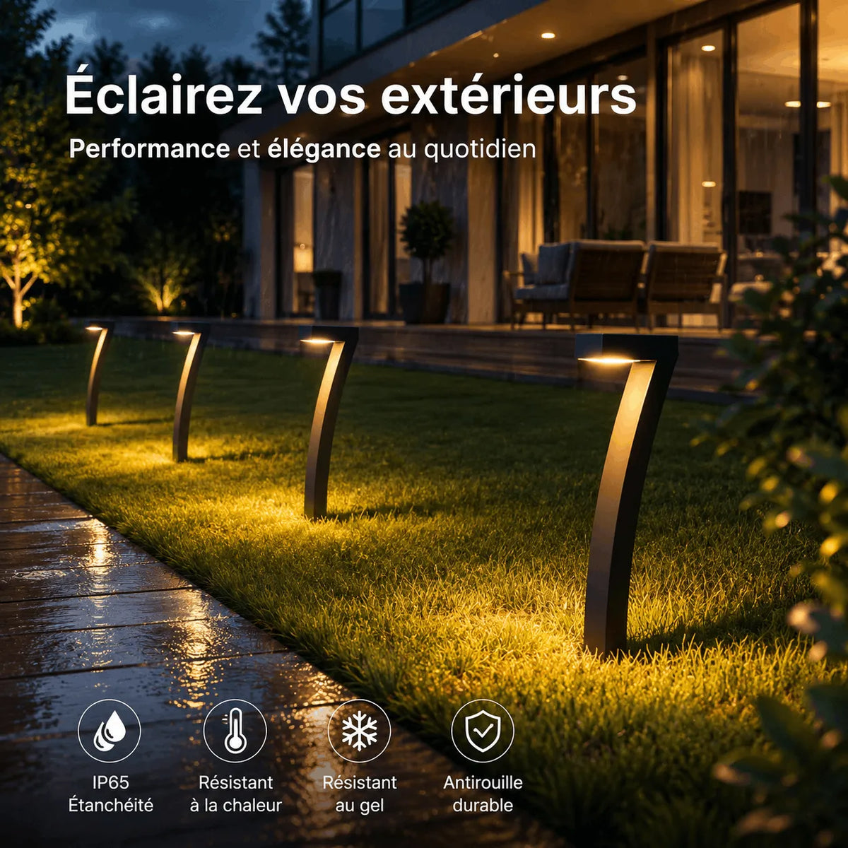 Borne Solaire LED Jardin Étanche IP65