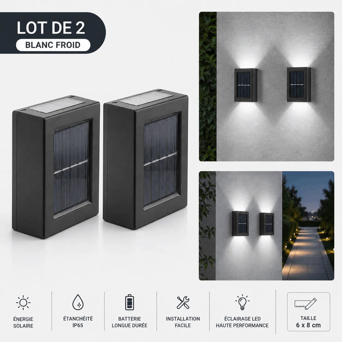 Lampe Solaire Extérieure Haut et Bas
