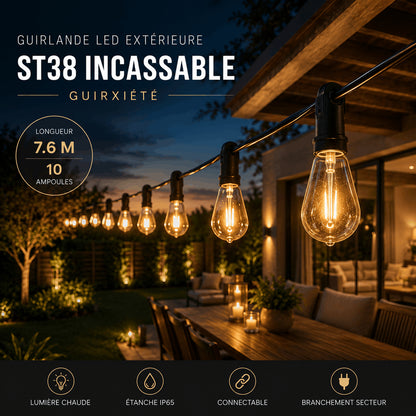 Guirlande LED Extérieure Incassable ST38 Guirxiété