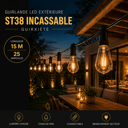 Guirlande LED Extérieure Incassable ST38 Guirxiété