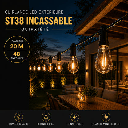 Guirlande LED Extérieure Incassable ST38 Guirxiété