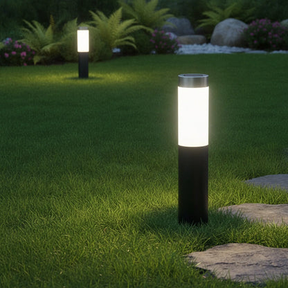 Lampe Solaire Cylindrique Inox Extérieure