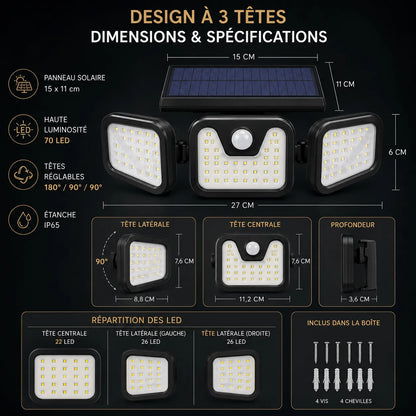 Lampe Solaire Extérieure Détecteur Mouvement IP65