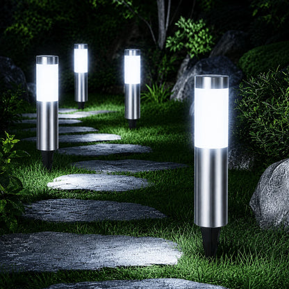 Lampe Solaire Cylindrique Inox Extérieure