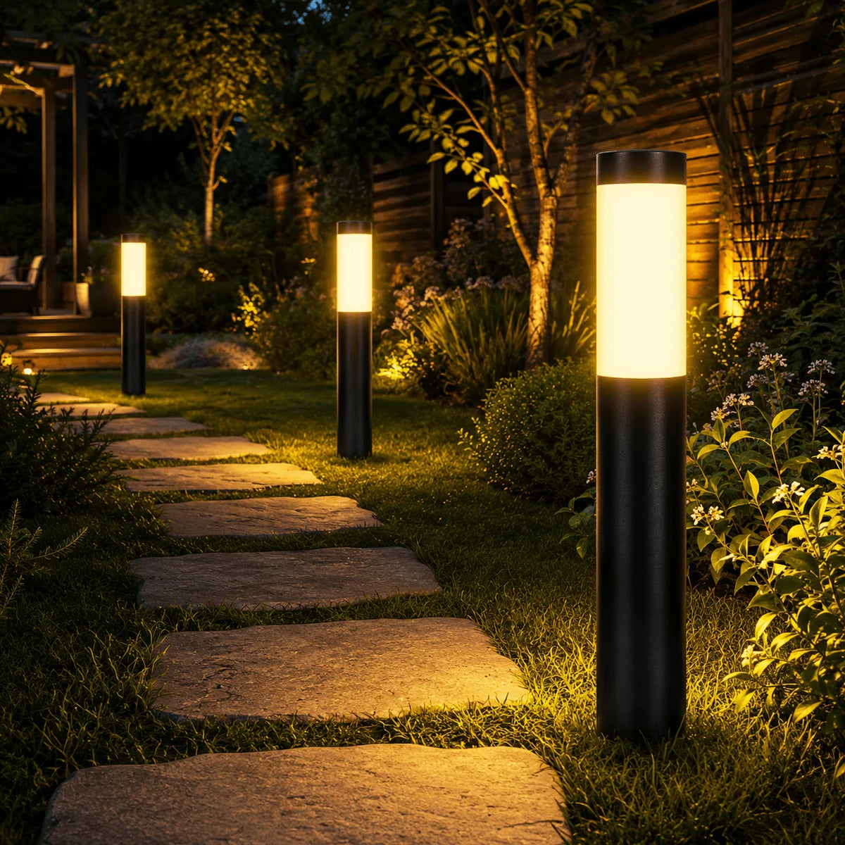 Lampe Solaire Cylindrique Inox Extérieure