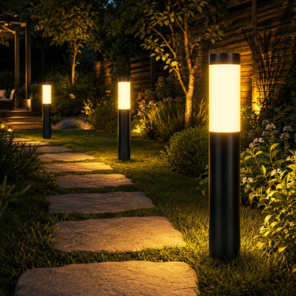 Lampe Solaire Cylindrique Inox Extérieure