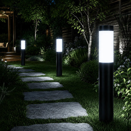 Lampe Solaire Cylindrique Inox Extérieure
