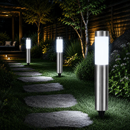 Lampe Solaire Cylindrique Inox Extérieure